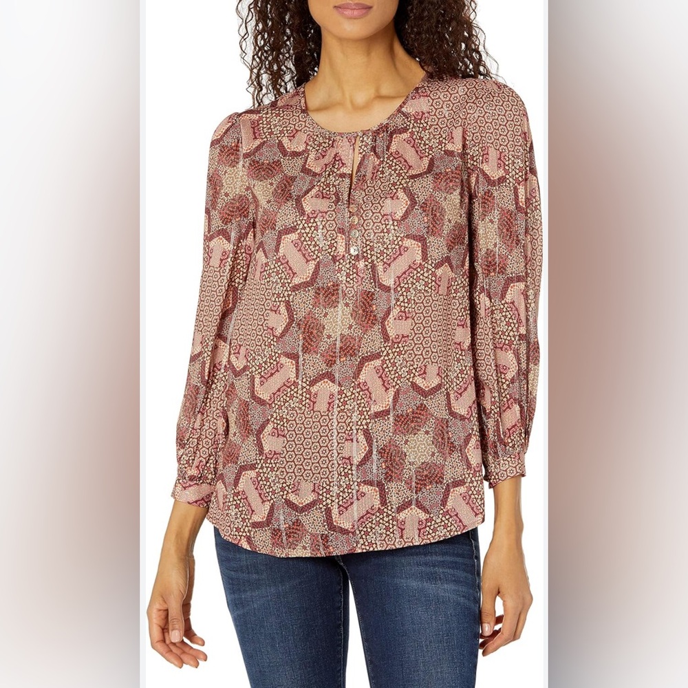 NEW Johnny Was Miles Metallic Peasant Blouse XS